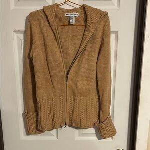 Tan Hooded Cardigan Sweater
